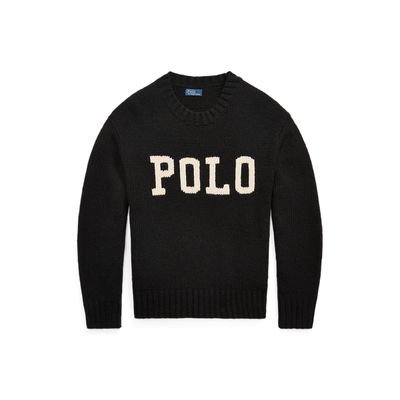 POLO INTRSIA-LONG SLEEVE-PULLOVER, BLACK, L