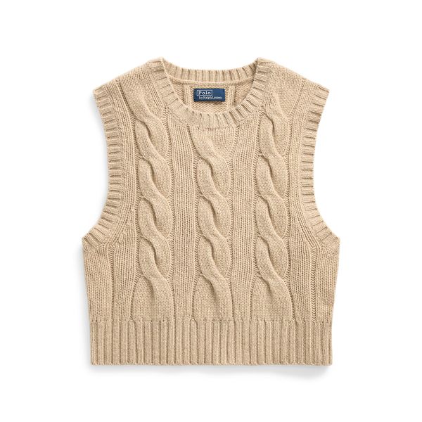 CBL SL PO-SLEEVELESS-PULLOVER, BEIGE, L