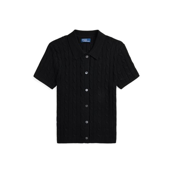 BTTN THRU PL-SHORT SLEEVE-CARDIGAN, BLACK, M