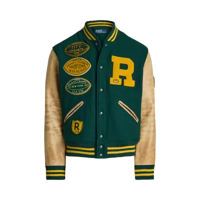 VARSITY JKT-LINED-BOMBER, GREEN, S