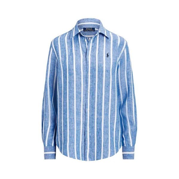 RELAXED-LONG SLEEVE-BUTTON FRONT SHIRT, BLUE, M