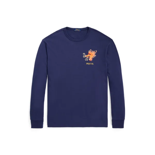 HEAVY WT JERSEY-LSL-TSH, BLUE, L