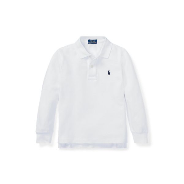 BASIC MESH-LS POLO-TP-KNT, WHITE, 3/3T