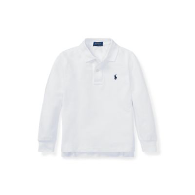 BASIC MESH-LS POLO-TP-KNT, WHITE, 3/3T