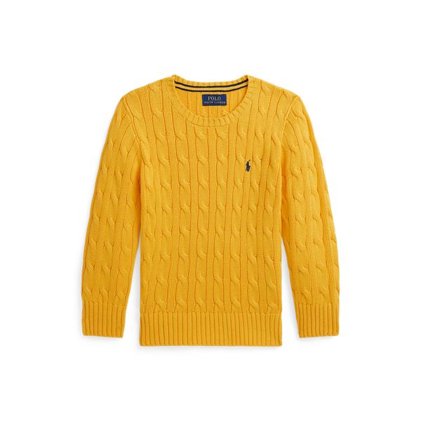 LS CABLE CN-TOPS-SWEATER, GOLD, 2