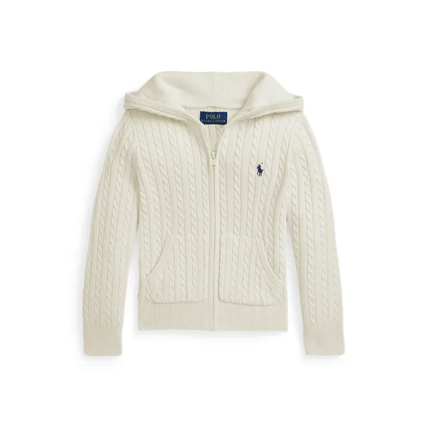 MINI CABLE-SWEATER-FULL ZIP, WHITE, 2