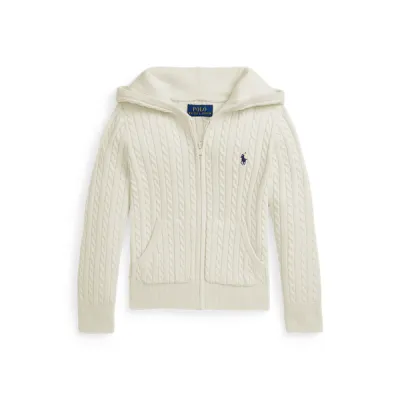 MINI CABLE-SWEATER-FULL ZIP, WHITE, 2