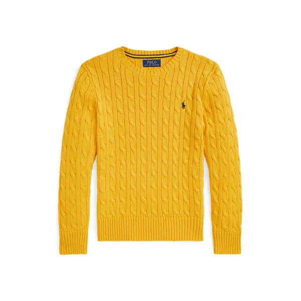 LS CABLE CN-TOPS-SWEATER, GOLD, XL