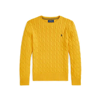 LS CABLE CN-TOPS-SWEATER, GOLD, XL