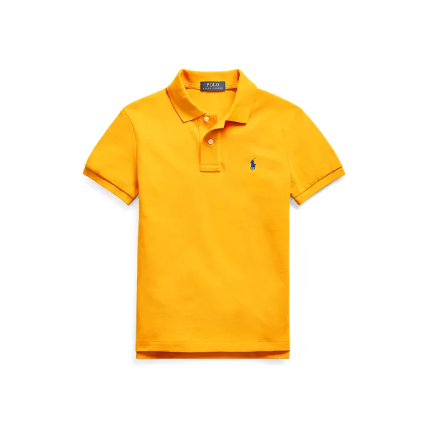 SLIM POLO-TOPS-KNIT, YELLOW, S