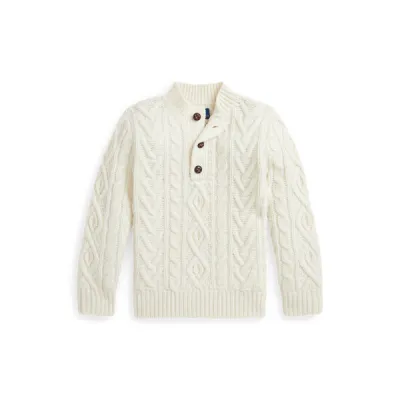 LS MOCK CABL-SWEATER-PULLOVER, BEIGE/NATURALS, 3