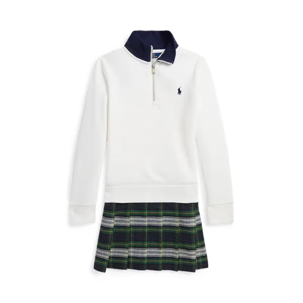 HALFZIPWOVDR-DRESSES-DAY DRESS, WHITE, L