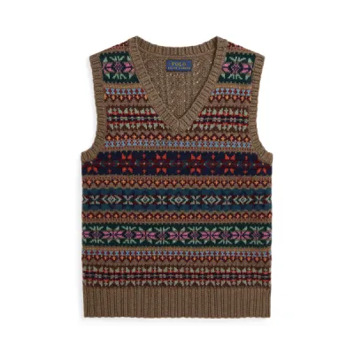 FAIRISLEVEST-SWEATER-VEST, BROWN, S