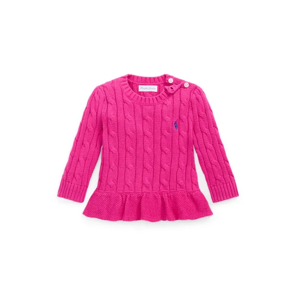 CLASSIC CABL-SWEATER-PULLOVER, PINK, 18M