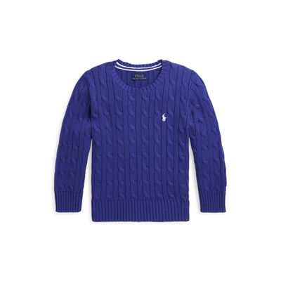 LS CABLE CN-TOPS-SWEATER, BLUE, 2