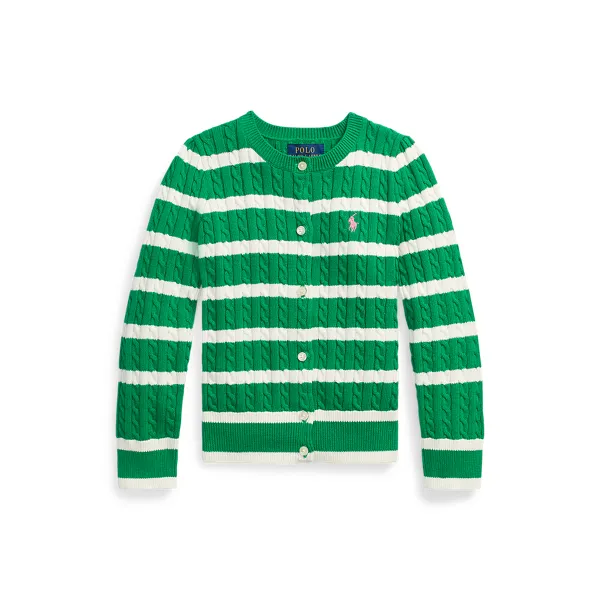 LS MINI CBL-SWEATER-CARDIGAN, GREEN, 6