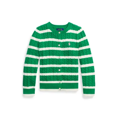 LS MINI CBL-SWEATER-CARDIGAN, GREEN, 6