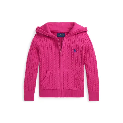 MINI CABLE-SWEATER-FULL ZIP, PINK, 4