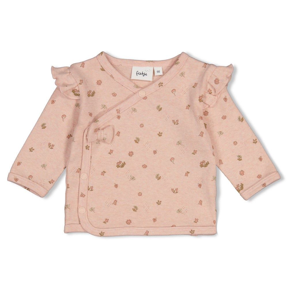 Overslagshirt pointelle rib AOP - Fall in Love