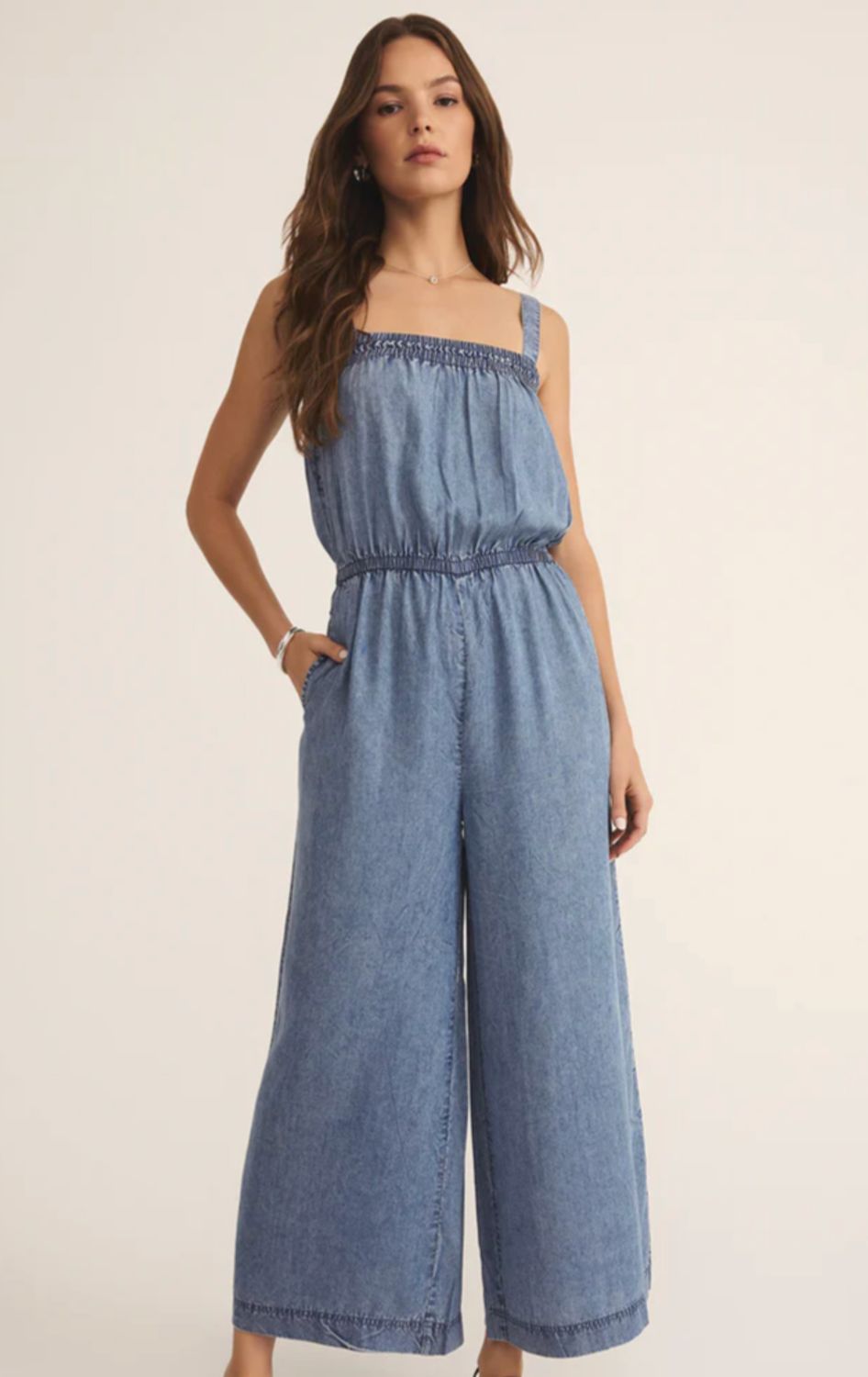 SOLARA CHAMBRAY JUMPSUIT, Color: CHAMBRAY, Size: XS