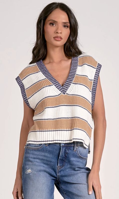 V NECK STRIPED VEST