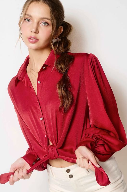 BUTTON DOWN TIE FRONT TOP