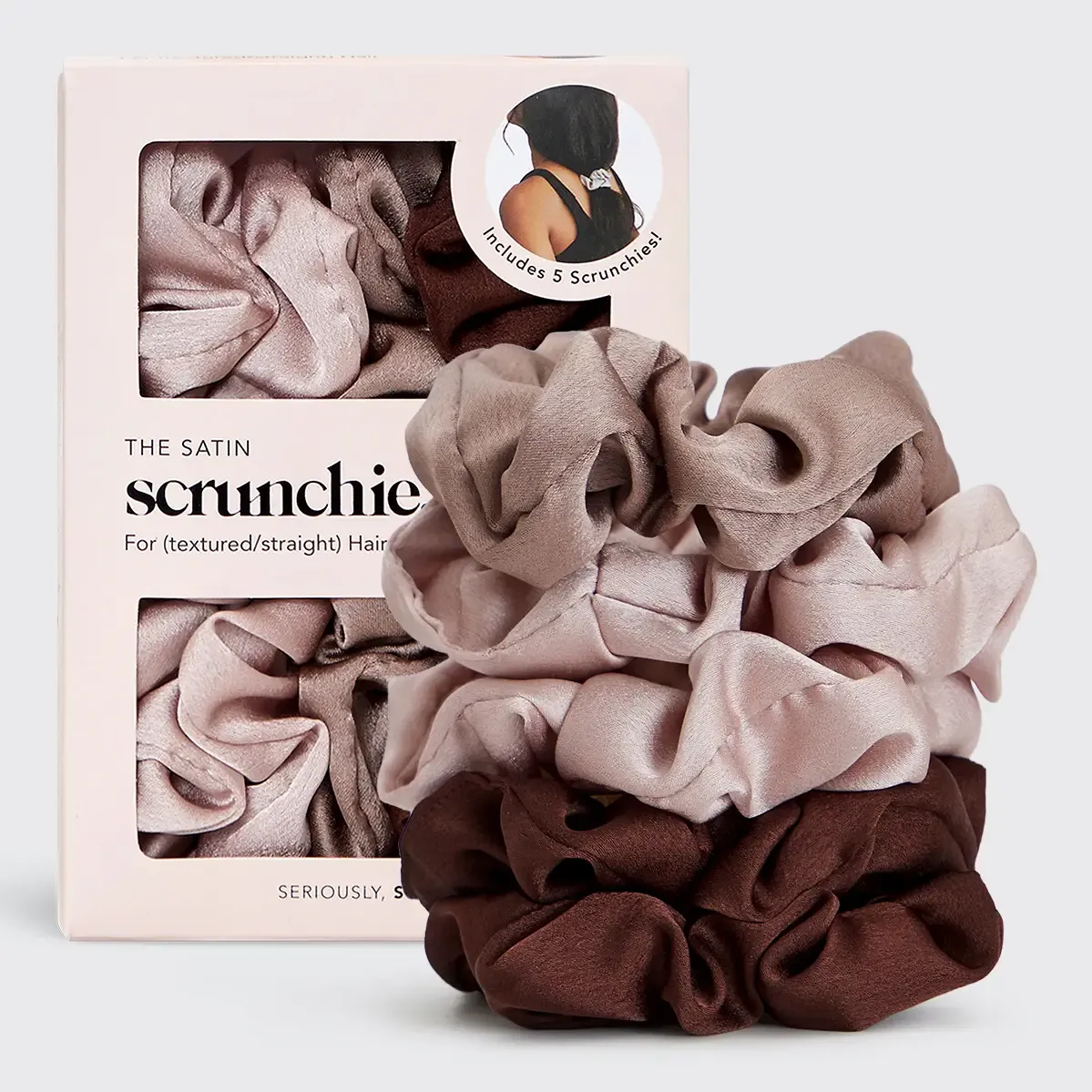 SATIN SCRUNCHIES 5PK
