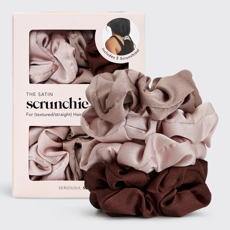 SATIN SCRUNCHIES 5PK