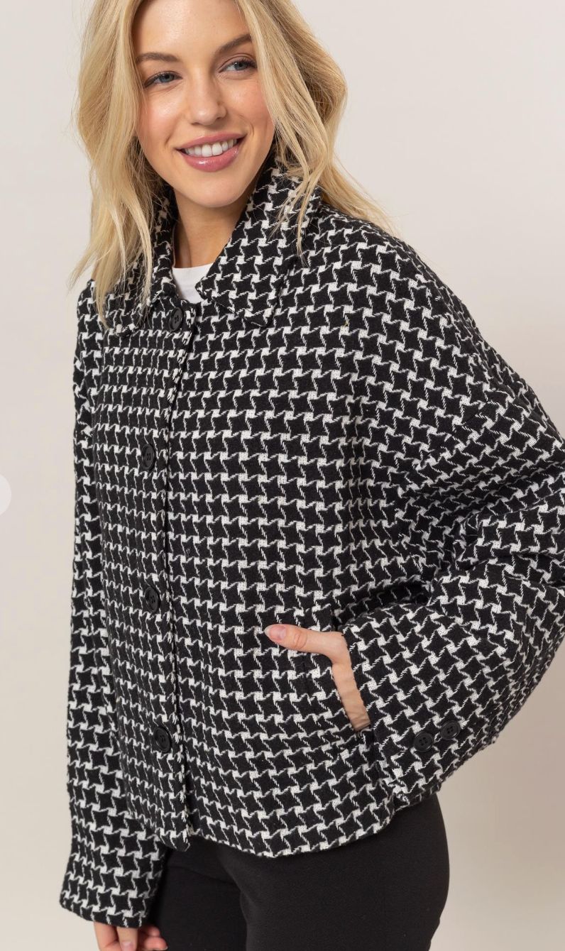 TWEED PLAID OVERSIZED JACKET