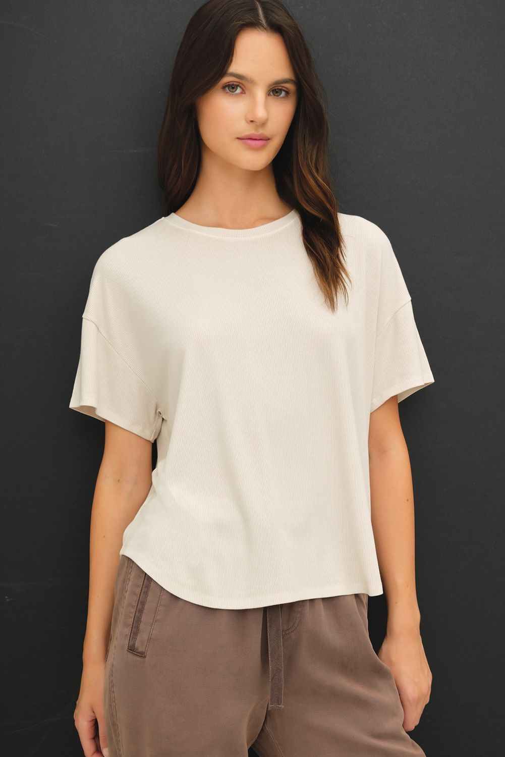 GARMENT DYE RIBBED BOXY FIT T-SHIRT