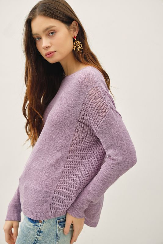 LIGHTWEIGHT DROP SHOULDER RIB KNIT