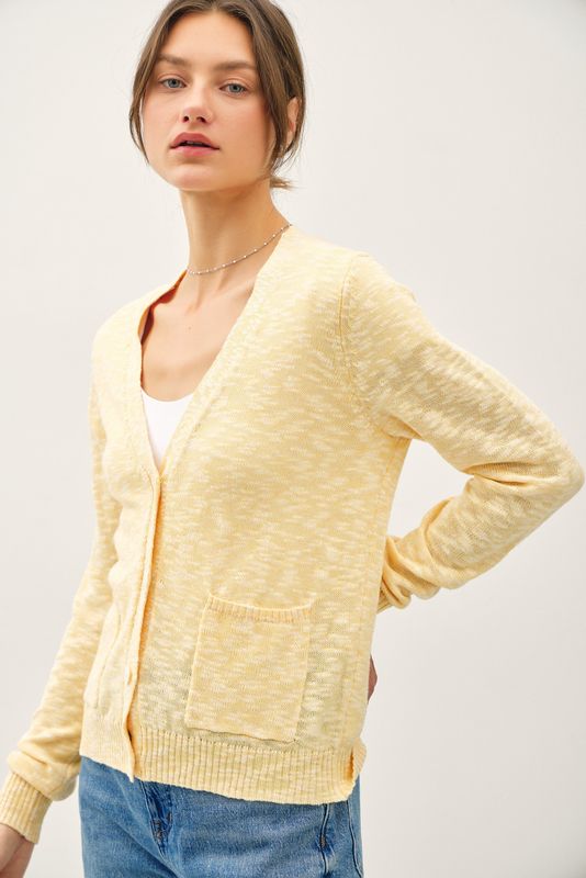 COTTON SLUB BUTTON UP CARDIGAN