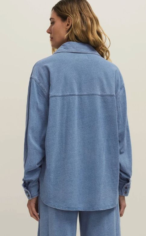 REESE JERSEY DENIM BUTTON UP