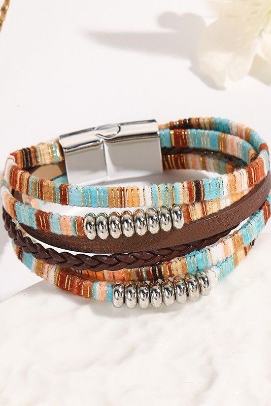 MAGNETIC BUCKLE BOHO MULTI LAYER BRACELET