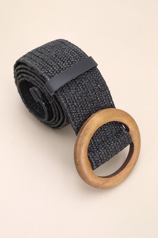 WOODEN BUCKLE WOVEN RATTAN