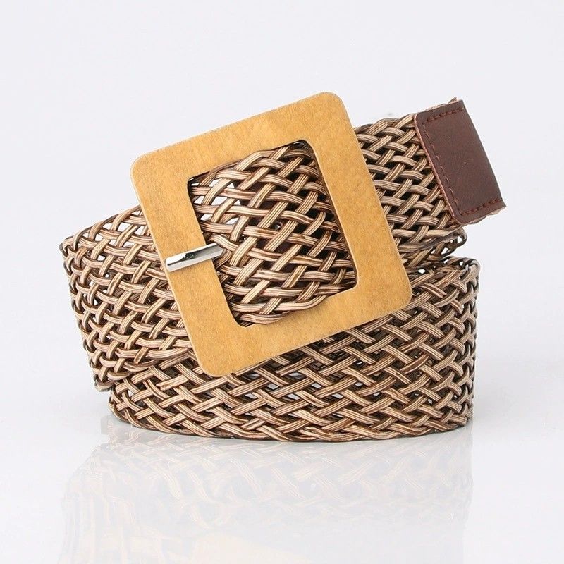 WOOD BUCKLE BRAIDED RECTANGLE