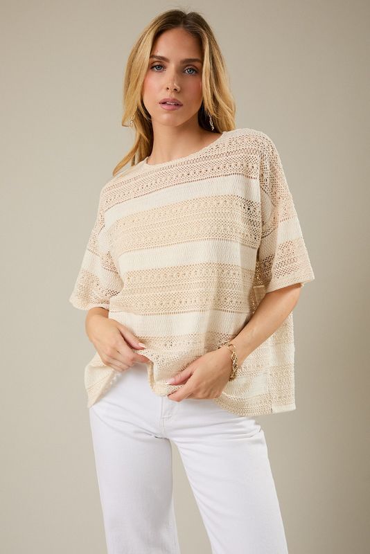 CROCHET KNIT CAMI INSERTED TOP