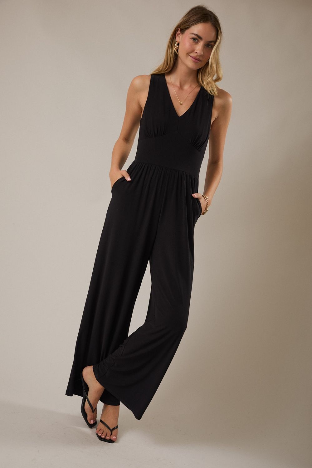 ELASTIC WARM WIDE LEG JUMPSUIT