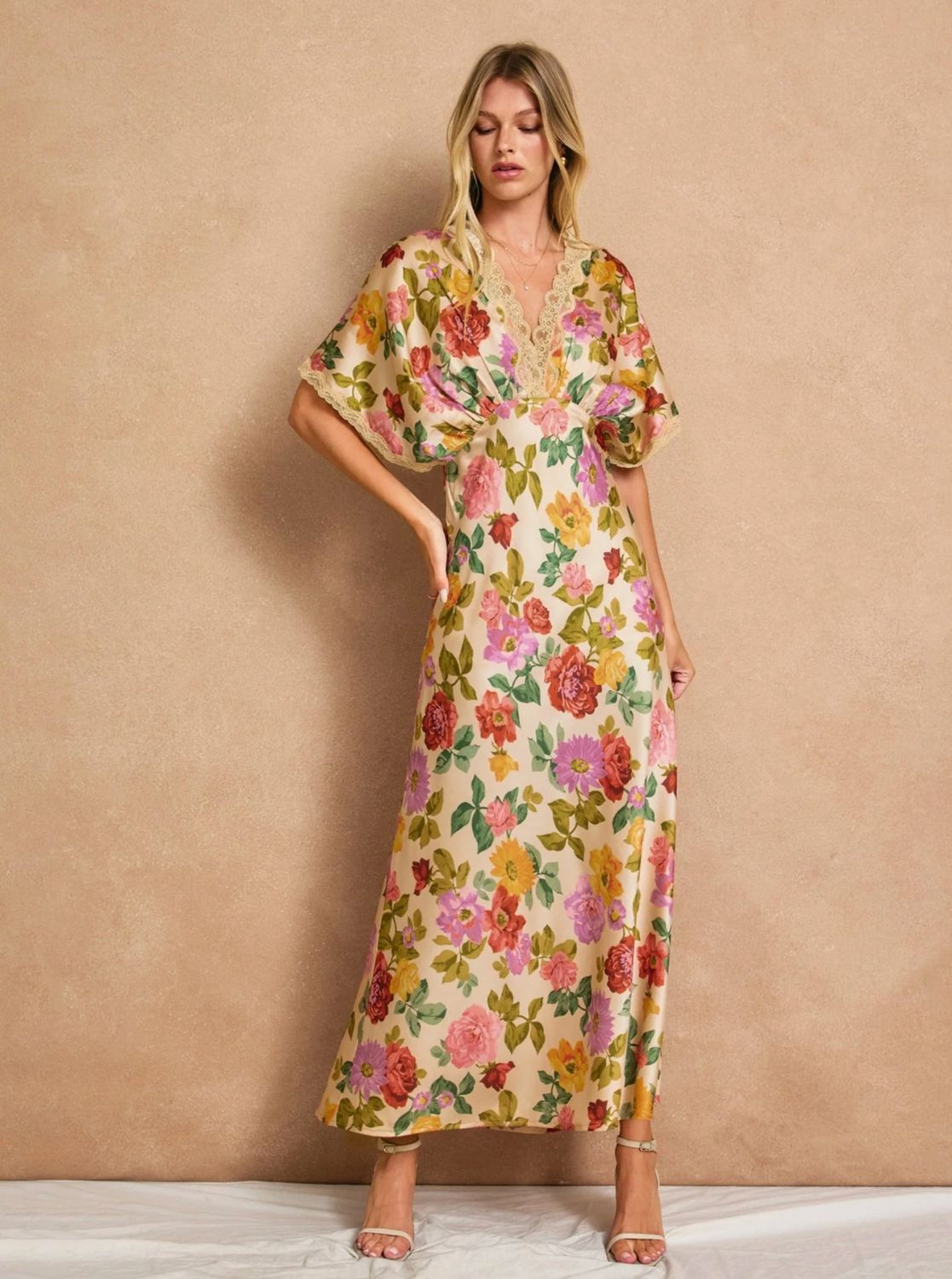 GIFT OF LOVE LACE BLOUSON MAXI DRESS