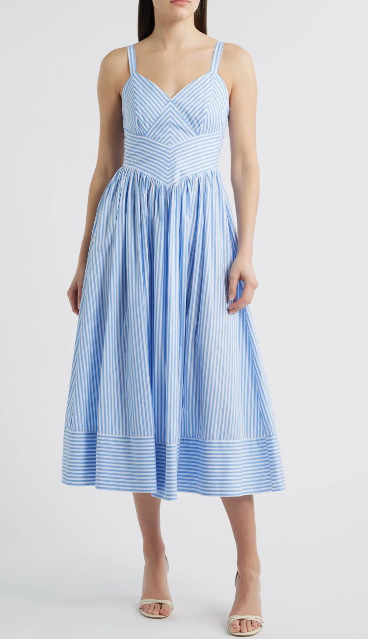 STRIPE PRINTED SPAG STRAP DRESS