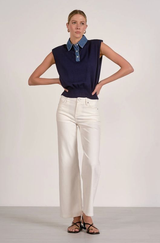 CAP SLEEVE MIXED MEDIA TOP