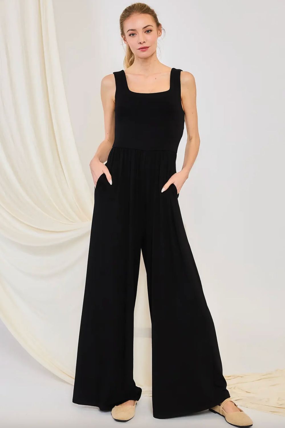 SQUARE NECK TANK JUMPSUIT