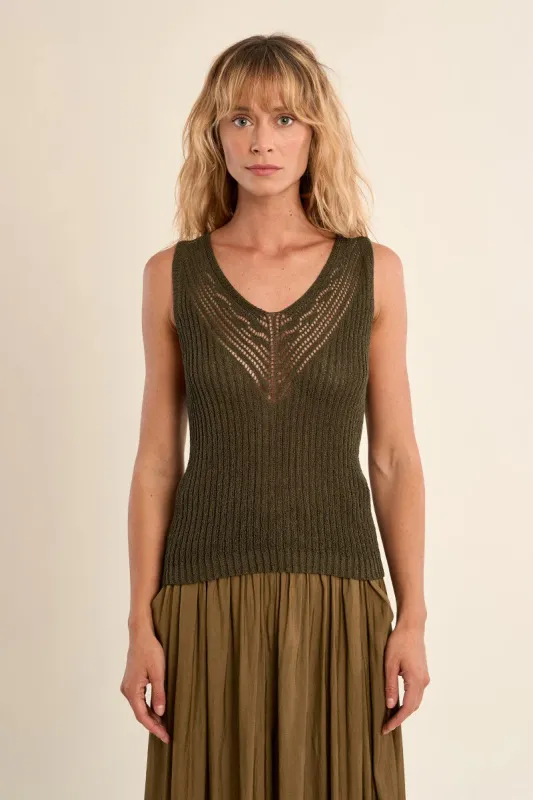 OPENWORK V-NECK KNIT