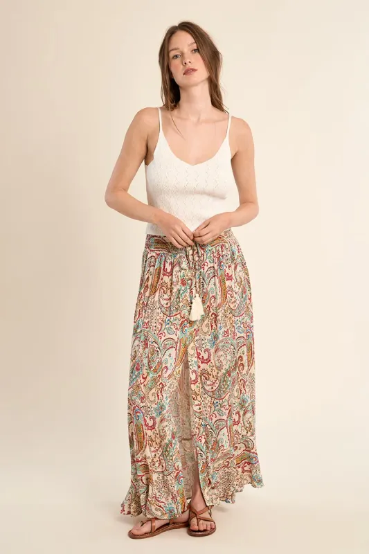 LONG SMOCKED, KNOTTED WAIST