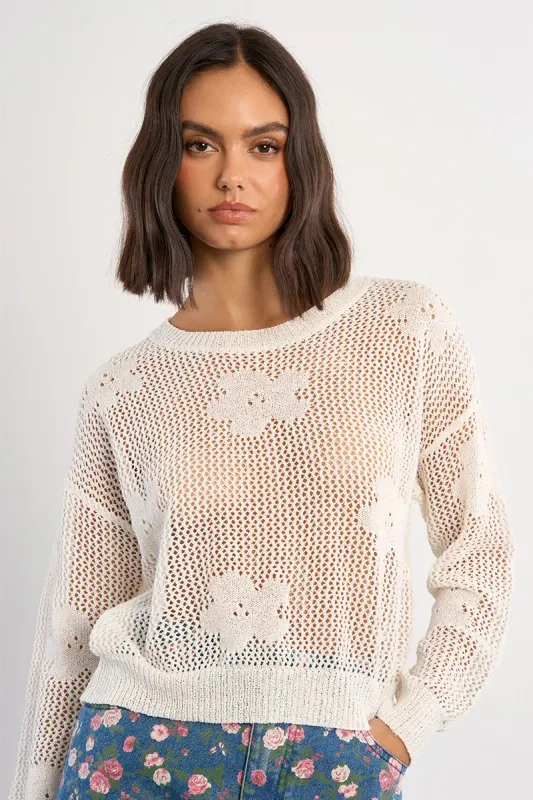 FINE KNIT WITH FLORAL DETAILS