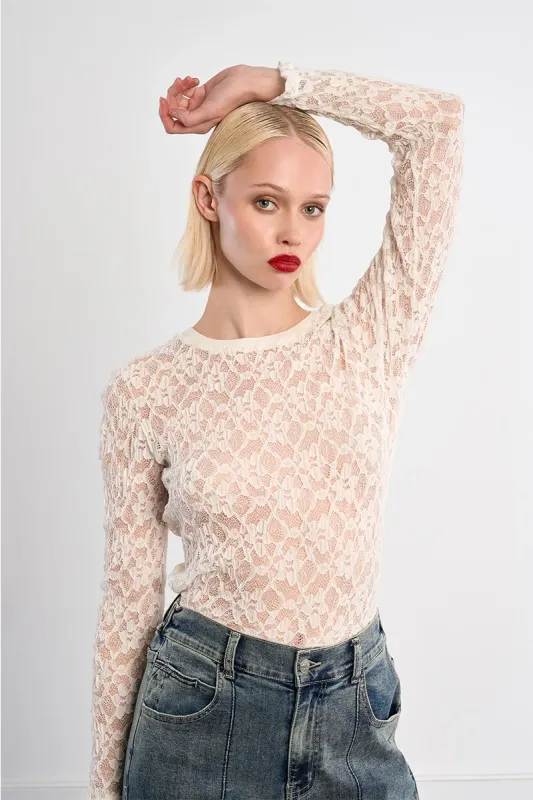 LACE UNDERSHIRT SEMI -SHEER