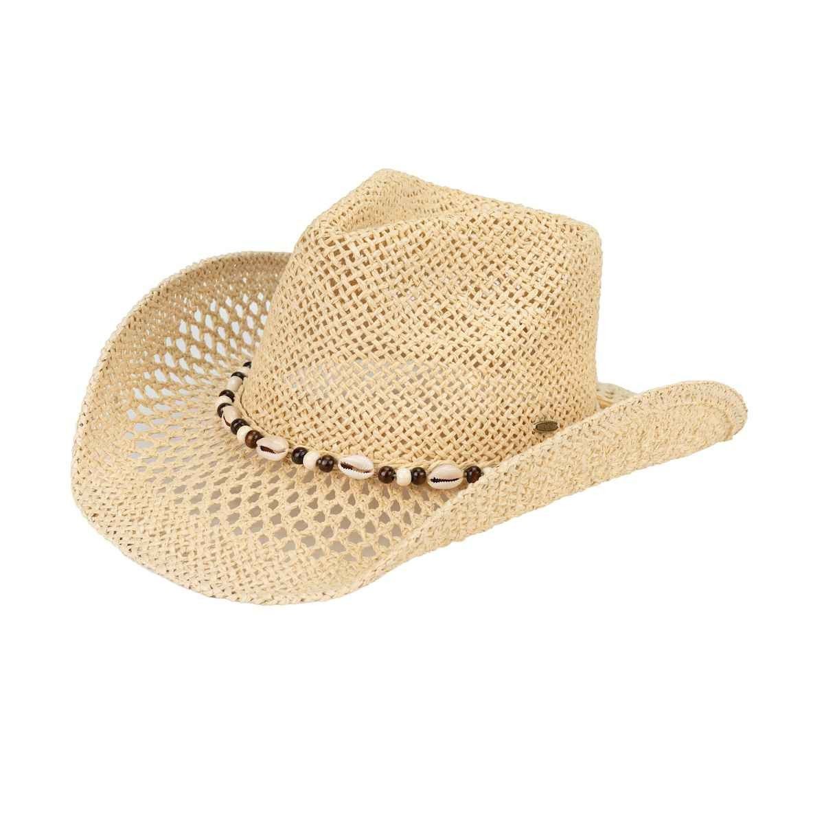 SARAH STRAW COWBOY HAT - SEASHELLS