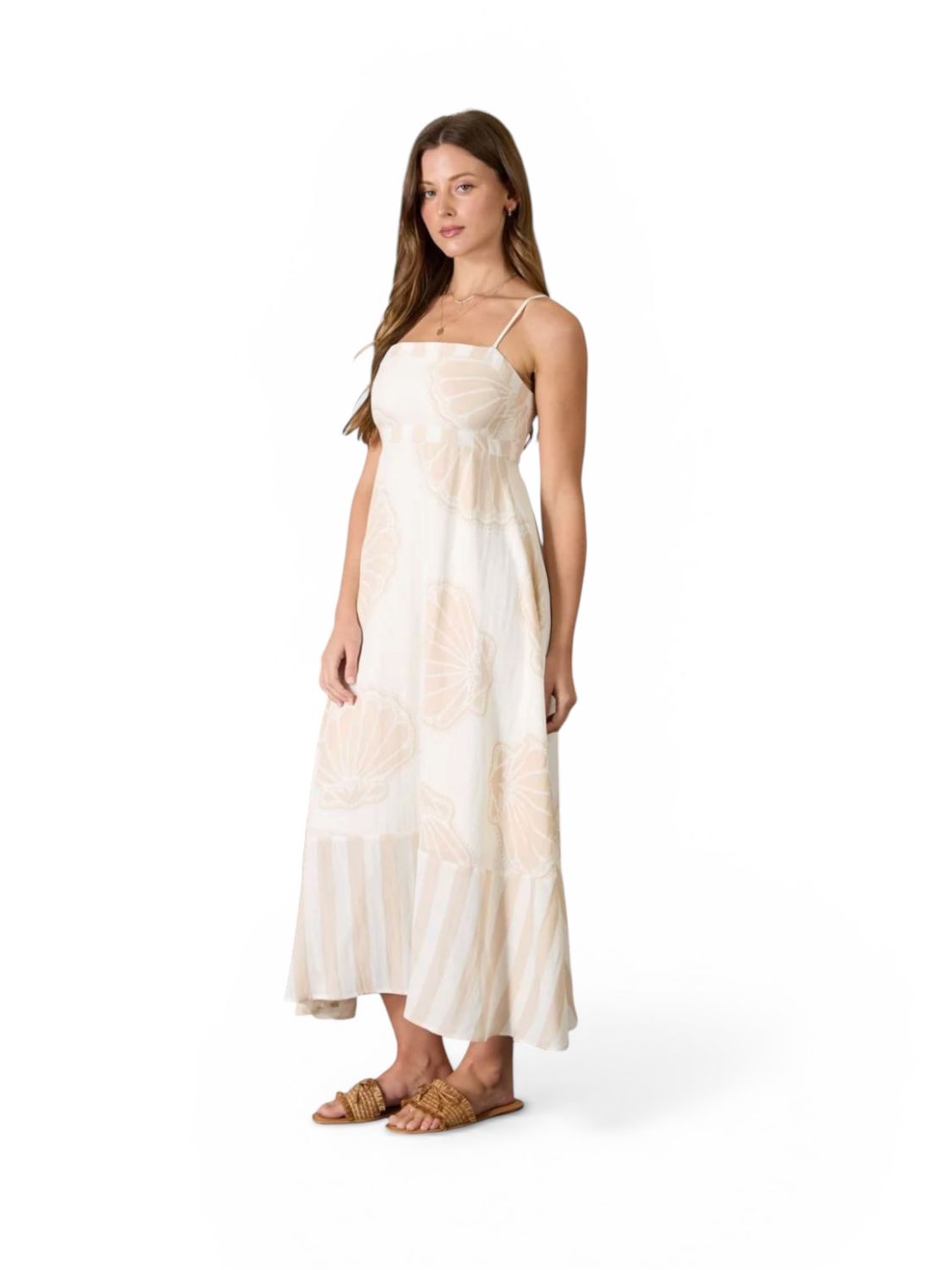 SEASHELL EMPIRE WAIST MIDI DRESS