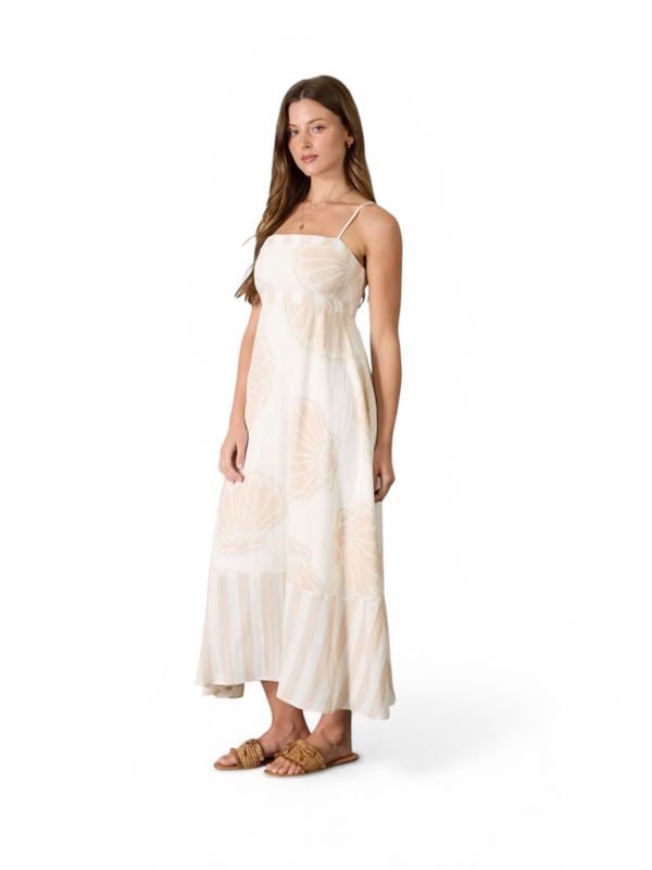 SEASHELL EMPIRE WAIST MIDI DRESS