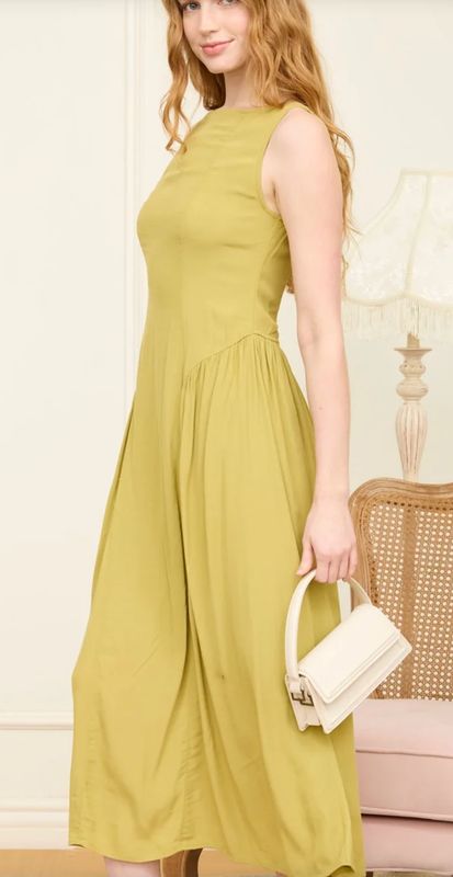 BOAT NECK BASQUE WAIST MIDI